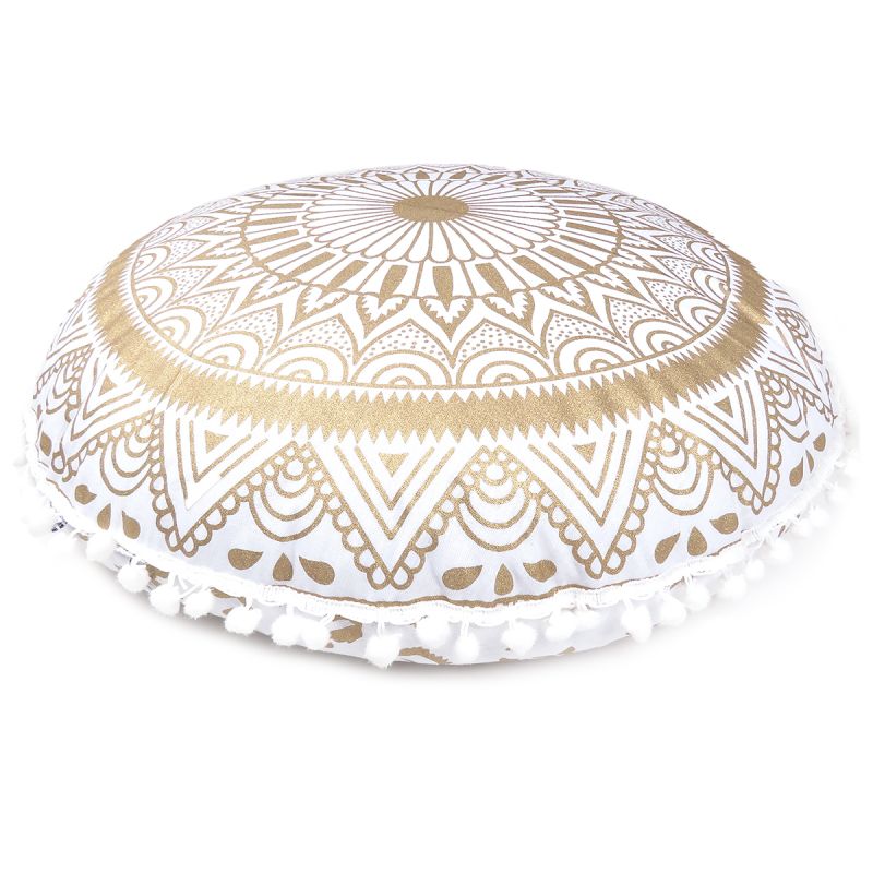 Golden White Living Room Bohemian Decorative Floor Cushion Cover