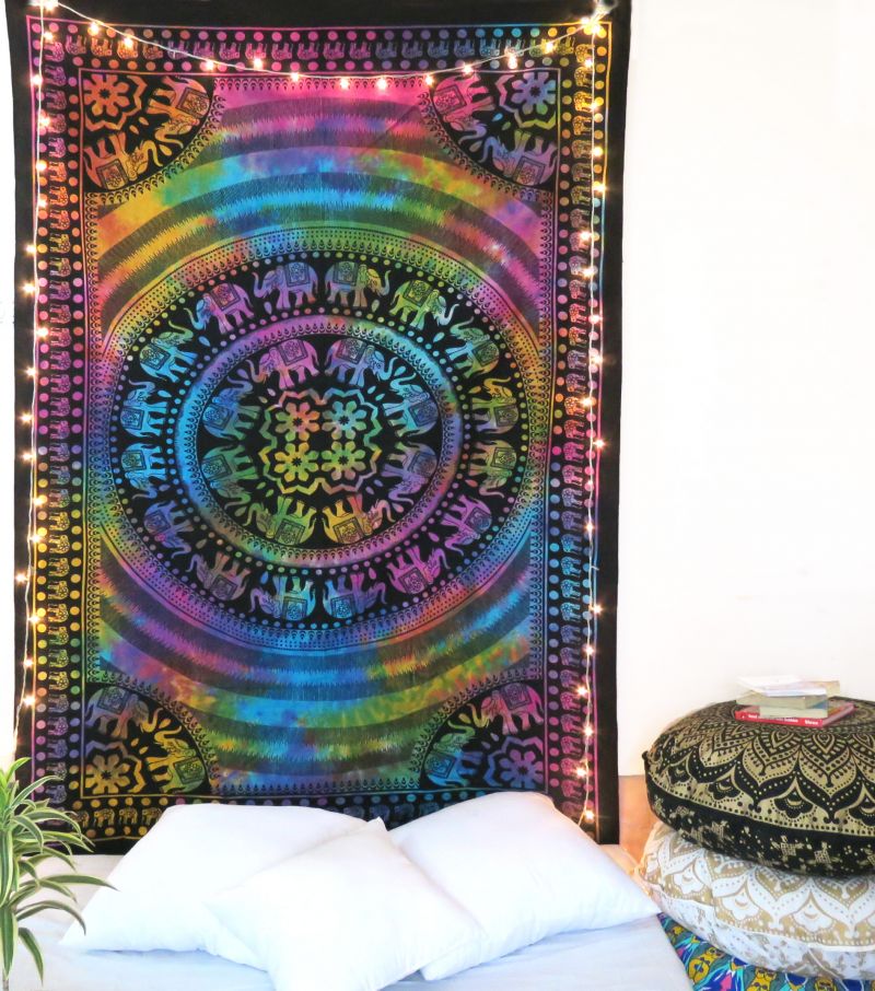 Multiclor Decorative Tie Dye Elephant Tapestry Boho Hippie Indian