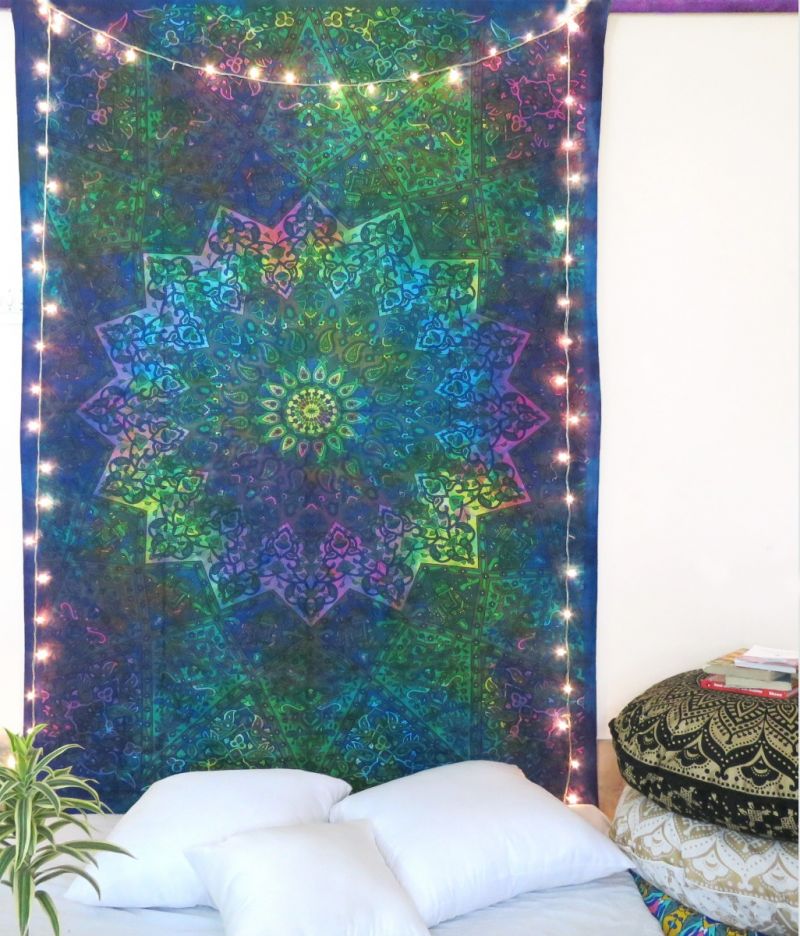 Floral Mandala Tapestry Wall Hanging Boho Hippie Twin Bedspread Online
