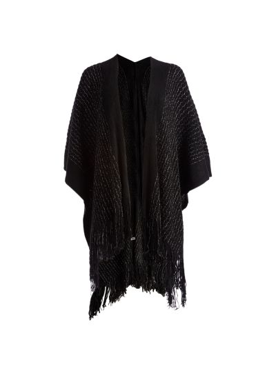 Soft and Casual Silk Acrylic Knitted Cape Poncho for Women Winter Fashion