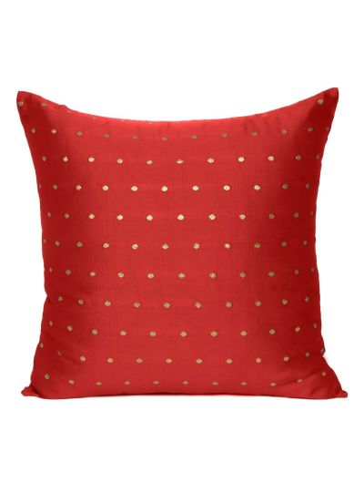Handmade Art Silk Polka Dot Zipper Cushion Covers Set of 5