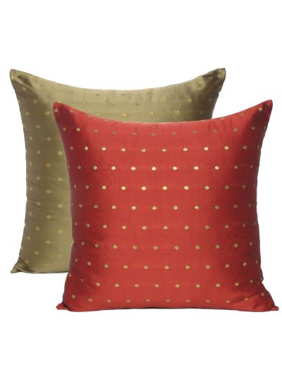 Art Silk Handmade Reversible Cushion Cover For home Decor Set of 2