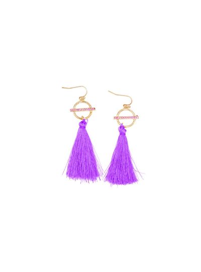 Rhinestone Crystal Silk Thread Tassel Drop Earrings for Women Jewelry