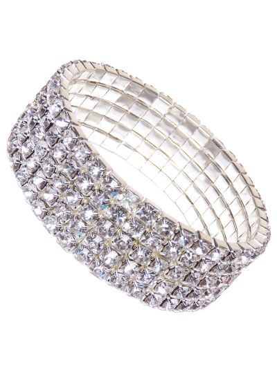 Sparkling Five Layer Silver Crystal Tennis Bracelet for Women