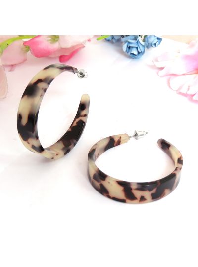 Turtoise Shell Resin Hoop Earrings For Womens