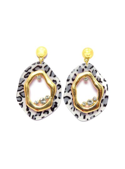 Leopard Print Resin Dangle Earrings for Women Fashion Ear Jewelry