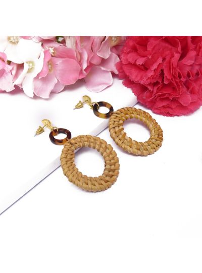 Round Shape Dangle Earrings Women Fashion Resin Boho Ear Jewelry