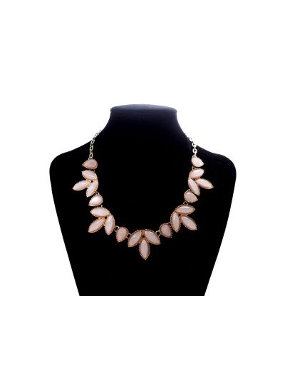 Women Pink Gemstone Collar Necklace Pendant Wedding Jewelry