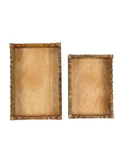 Handmade Wooden Serving Trays Set