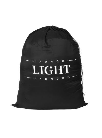 Black Oussum Polyester  Drawstring Closure Laundry Bag