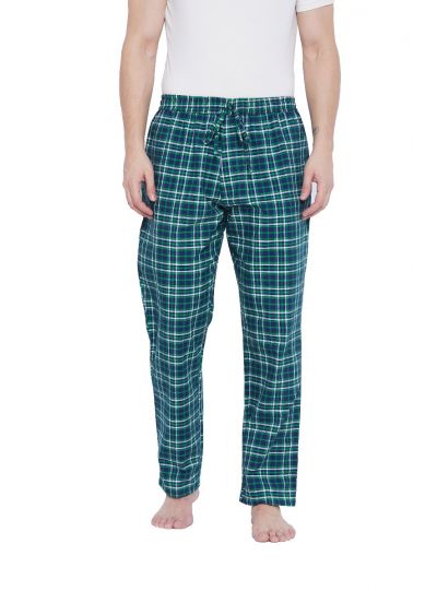 Men Cotton Plaid Pattern Drawstring Pajama Lounge Pants with 2 Pocket