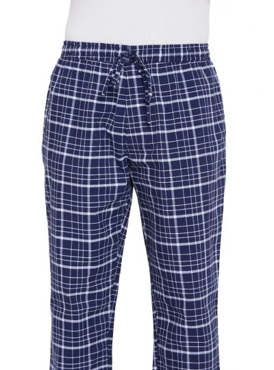 Men Blue Drawstring Plaid Essentials Pajama Pants with 2 Pocket  