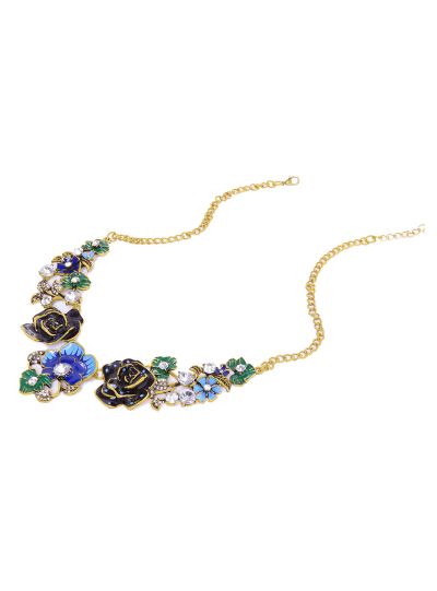 Gold Enamel Floral Rose Choker Necklace for Women Fashion Jewelry Online