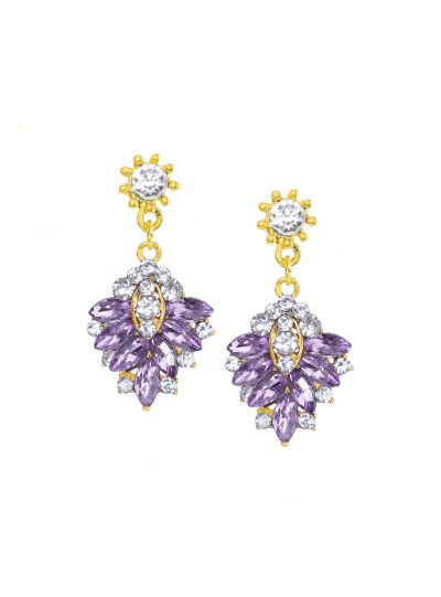 Purple Gold Gemstone Diamond Dangle Earrings for Women Fashion Ear Jewelry Online