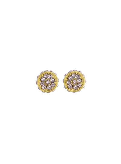 Gold Cubic Zirconia Flower Stud Earrings for Women