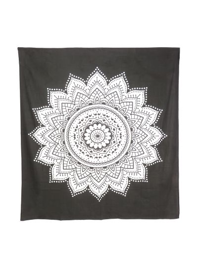 Black White Sunflower Ombre Mandala Tapestry Wall Hanging Indian Online