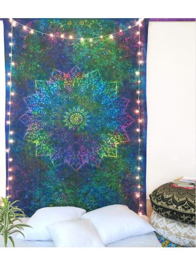 Green Floral Mandala Tapestry Wall Hanging Boho Hippie Twin Bedspread Online