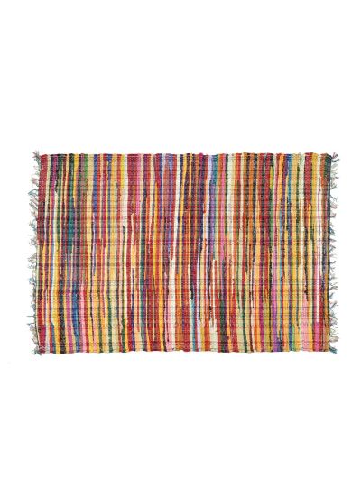 Hand Woven Multicolor  Reversible Rectangle Cotton Floor Rugs 