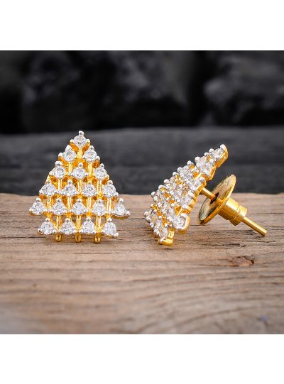 Women Triangle Shape White Cubic Zirconia Stud Earrings Jewelry For Gift