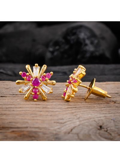 Women Flower Shape CZ Cubic Zirconia Stud Earrings Jewelry For Gift