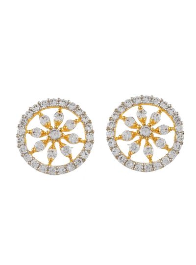 Women Round Shape Geometric CZ Cubic Zirconia Stud Earrings Jewelry For Gift