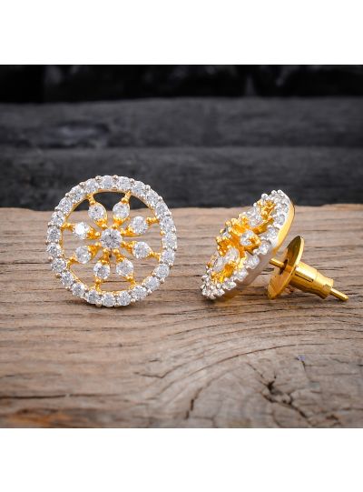Women Round Shape Geometric CZ Cubic Zirconia Stud Earrings Jewelry For Gift