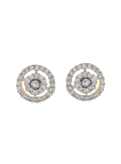 Women CZ White Cubic Zirconia Round Shape Stud Earrings Jewelry