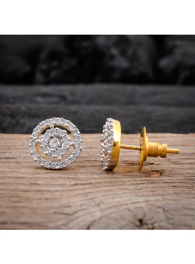 Women CZ White Cubic Zirconia Round Shape Stud Earrings Jewelry