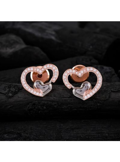 Women CZ White Cubic Zirconia Love Heart Shaped Stud Earrings Jewelry 