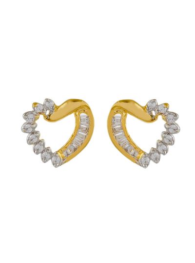 Women CZ White Cubic Zirconia Heart Shaped Stud Earrings Jewelry 