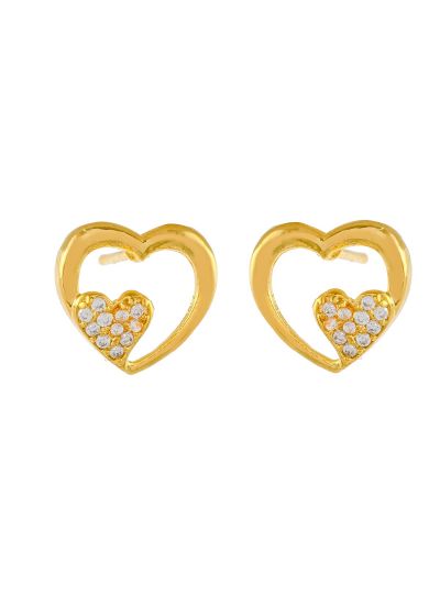 Women CZ White Cubic Zirconia Heart Love Shaped Stud Earrings Jewelry