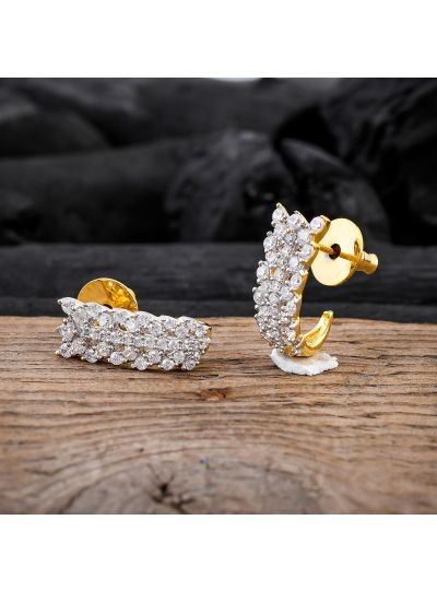 Women Hook Shape Earrings White CZ Stud Earring for Valentine Day Gift Jewelry