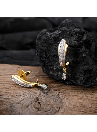 Women Elegant White CZ Earring Thick Hook Shape Drop Dangle Earrings Jewelry 