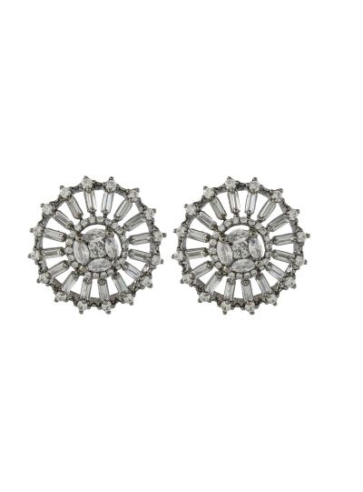 Women Cubic Zirconia Oval Round Buguette Geometric Stud Earring For Gift