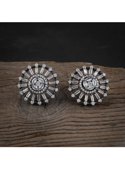 Women Cubic Zirconia Oval Round Buguette Geometric Stud Earring For Gift