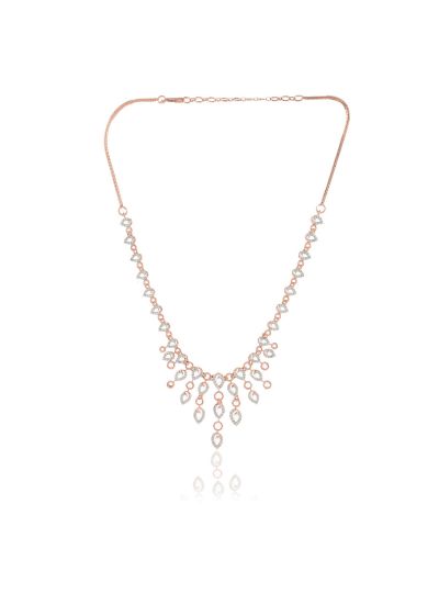 Women CZ Diamond Rose Gold Plated Necklace Set for Christmas 