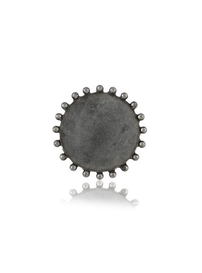 Oussum Black Oxidised Round Adjustable Jewelry Ring For Women