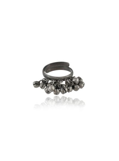 Women Traditional Black Oxidised Brass Adjustable Ring