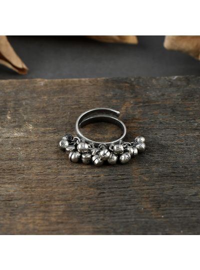 Women Traditional Black Oxidised Brass Adjustable Ring