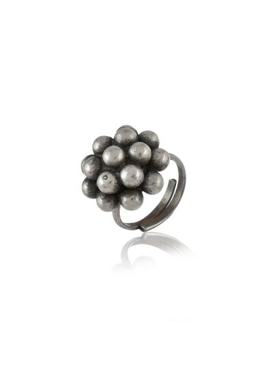 Women Traditional Black Oxidised Brass Adjustable Finger Ring