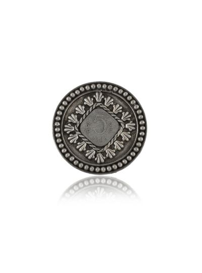 Oussum Oxidised Brass Adjustable Black Finger Ring