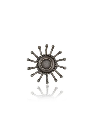 Women Oxidised Brass Adjustable Black Finger Ring