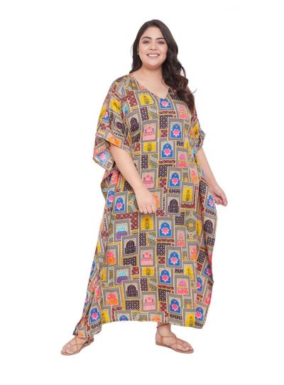 Women Multicolor Geometric Plus Size Kaftan
