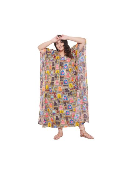 Women Multicolor Geometric Plus Size Kaftan