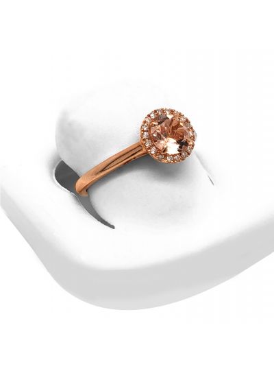 14K Rose Gold Halo Collection Morganite And Diamond Engagement Ring For Women