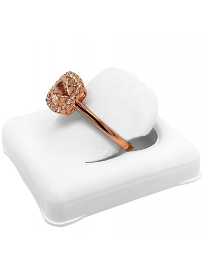 14K Rose Gold Morganite And Diamond Halo Cushion Ring For Women