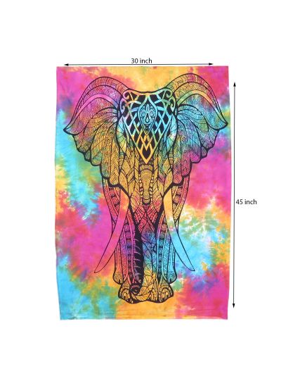 Cotton Tie Dye Elephant Wall Hanging Poster Online