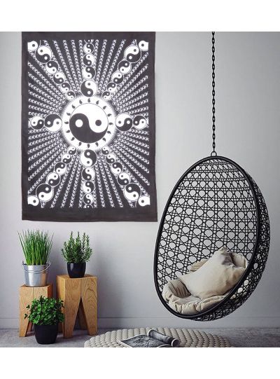 Black Yin-Yang Wall Hanging Poster Home Decor Bohemian Cotton Tapestry