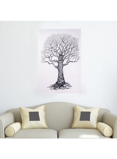 Black Home Decor Life Of Tree Cotton Wall Hanging Poster Tapestry
