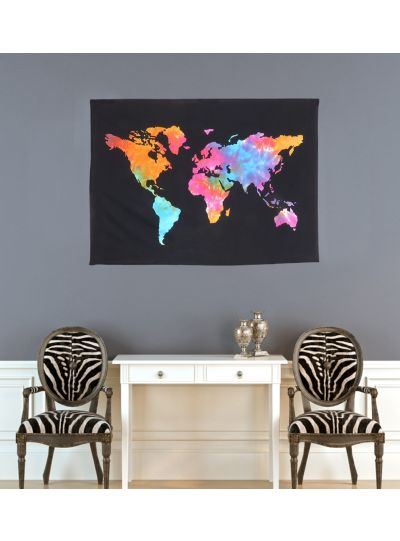 Multicolor World Map Home Decor Cotton Wall Poster Wall Hanging Tapestry